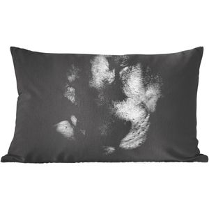 Sierkussens - Kussen - Dierenprofiel slapende leeuw in zwart-wit - 60x40 cm - Kussen van katoen