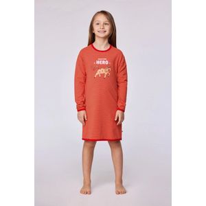 Woody slaapkleed meisjes/dames - rood gestreept - pony - 252-10-DZF-Z/935 - maat 152