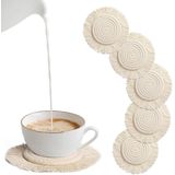 Boho onderzetters, glazen, 6 stuks, rond, handgemaakt, macramé, onderzetters, beige, drankonderzetters, onderzetters, koponderzetters, set voor thuis, restaurant, kantoor en bar