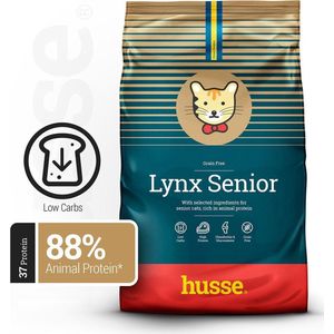 Husse Opus Lynx Senior - Graanvrij Kattenvoer, Graanvrije Kattenbrokken, Kattenvoeding Droogvoer - 5 x 100g proefpakket