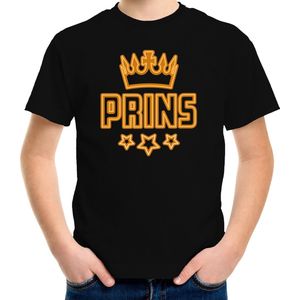 Bellatio Decorations Koningsdag T-shirt - prins - voor jongens - zwart met oranje 146/152