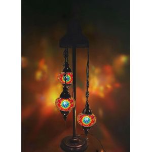 Turkse Lamp - Vloerlamp - Mozaïek Lamp - Marokkaanse Lamp - Oosters Lamp - ZENIQUE - Authentiek - Handgemaakt - Multicolour ster - 3 bollen