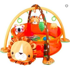 MIRO® 3-in-1 Babygym - Speelmat Baby - Speelkleed Met Boog - Baby & Kinder Speelgoed 0-6 Maanden, 1 & 2 Jaar + 30 Ballenbak Ballen Cadeau - Leeuw