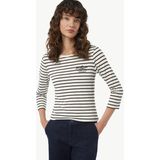 comma - T-Shirt - Gestreept - Slim-fit - 3/4 Mouwen