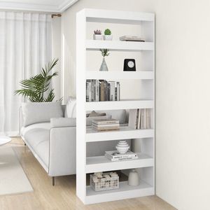 The Living Store Boekenkast Wit 80 x 30 x 198 cm - Houten Halkast - Roomdivider