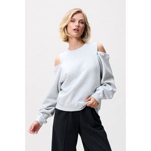 Catwalk Junkie - Strass Sweater With Cut Out - Lichtgrijs - Sweater