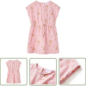 vidaXL Meisjesjurk - Kinderjurk - Kinderjurk met trekkoord 116 lichtoranje - Zomerjurk - Lichte Jurk - Oranjekleurige Jurk