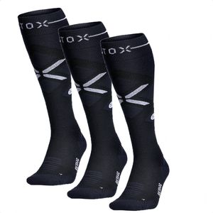 STOX Energy Socks - 3 Pack Skisokken voor Mannen - Premium Compressiesokken - Kleur - Donkerblauw/Wit - Maat: Large - 3 Paar - Voordeel - Mt 43-47