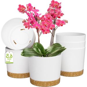 Moderne Plantenbakken - Plantenpotten 165cm Met Afvoergaten - Wit Set van 6