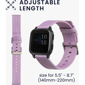 kwmobile Horlogebandje geschikt voor Garmin Venu Sq Music / Venu Sq 20mm - Band voor smartwatch - Metaal en canvas - lavendel