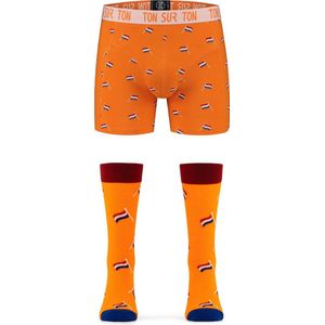 Ton Sur Ton - Willem - EK Voetbal 2024 - Oranje Shirt - Nederlands Elftal Voetbal Shirt - Oranje - Oranje Versiering - EK Voetbal - Matchende sokken en boxershort - S/41-46