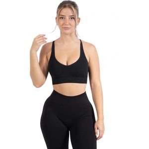 Smilodox Cetrina Sportbeha voor dames - Shaped Fit, ondoorzichtige push-upbeha, V-halsbeha zonder beugel, uitneembare cups, elegante bustier met uitsparing op de rug, yoga, fitness en training