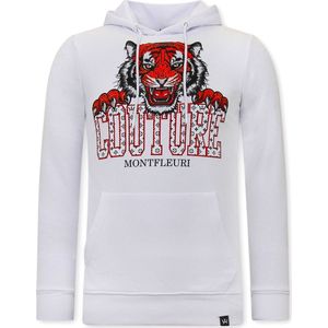 Heren Sweater met Print - Monster Teddy Bear - 3631 - Wit