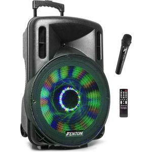 Party speaker Bluetooth - Fenton FT15LED - 800 Watt - partybox speaker op accu - incl microfoon - karaoke set