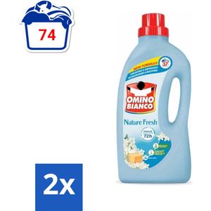 Omino Bianco - Natuurlijk Fris - Wasmiddel - Gekleurde Was - 37 Wasbeurten - Voordeelverpakking - 2 stuks