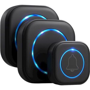 Draadloze Deurbel - 2 Ontvangers - Draadloos - Deur Bel - Deurbellen - Wireless Doorbell - IP44 Waterdicht -Met ontvanger - Zwart - Led - NL Handleiding
