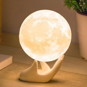 Lunaire Sfeerlamp Maan Lamp - 3D Geprint Maanlicht - USB Oplaadbaar - Touch Control - Verstelbare Helderheid - Warm en Koel Wit - 9cm Diameter