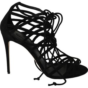Dolce & Gabbana Black Suede Strap Stilettos Sandals