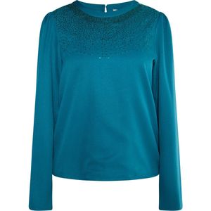 Usha - Blouseshirt - Petrol - Effen - Lange Mouwen - Knoopsluiting