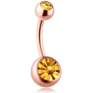 Navel Piercing - Rose Goud Met Steentjes