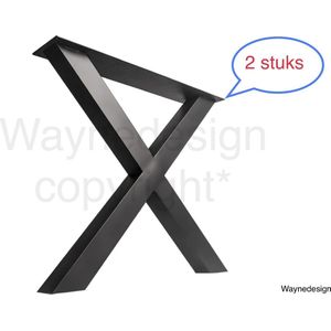 Stalen X Tafelpoten Zwart Koker 80x 80 X - Metalen Tafel Onderstel X - set 2stuks