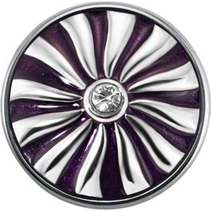Quiges - Dames Click Button Drukknoop 18mm Bloem Paars - EBCM071