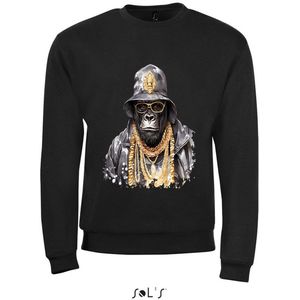Sweatshirt 2-158an07 Monkey met gouden kettingen - xS