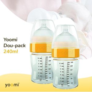 Yoomi duo-pack babyflesjes 240 ml - Anti Darmkramp profielen - Gratis verwarmingselement - Gratis speen fase 1 & 3