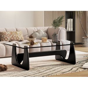 Noguchi salontafel - Zwart - Tafel - Japandi - Hout - Glas - Design - Coffee table