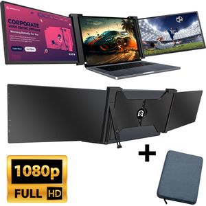 E3MAX Portable Monitor Pro Ultra (2024) - Tri-screen - Monitoren - Triple screen - Monitor -2x 15,6 Inch Full HD - Laptop Scherm Uitbreider Laptopscherm: 15"" - 18.1