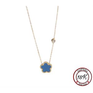 RVS Klaver Ketting | 18k Goldplated | 45+7 | Blauw | Geluk | Klavertje vier | Dames Cadeau | Soraro | Chain | Dames Ketting | Moederdag | Moederdag cadeau