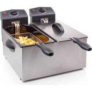 Frituurpan 2 x 3 liter | 2 x 1800 W - 190 graden - Vaatwasbestendige onderdelen | Frietpan - Frituur - Friteuse