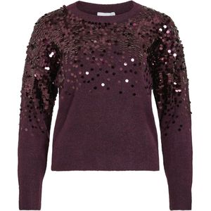 Vila - Visiquin O-neck - Gebreide Trui - Bordeauxrood - Dames