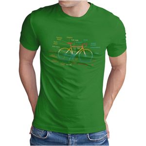 Fiets T-shirt met Onderdelen Aanduidingen voor Heren | Maten S - 5XL