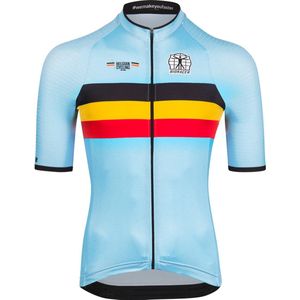 BIORACER Wielershirt Heren korte mouw - Official Team België - Blauw - Maat XL - Fietskleding voor Wielrennen