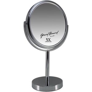 Metalen make-up spiegel zilver - 5x vergroting 18cmØ