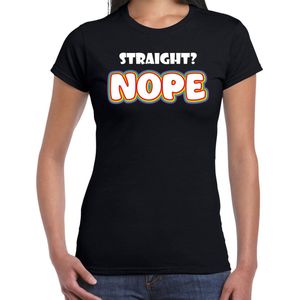 Bellatio Decorations Gay Pride shirt - straight? nope - regenboog - dames - zwart S
