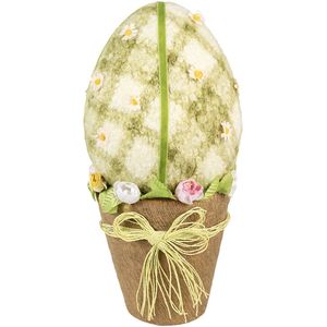 Clayre & Eef Decoratie Beeld Ei Ø 20x43 cm Groen Textiel