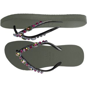 Uzurii Copa Cabana Colorful Dames Slippers Army Green