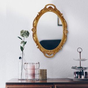 Decoratieve wandspiegel, vintage hangende spiegel voor slaapkamer woonkamer dressoir decor antiek medium goud