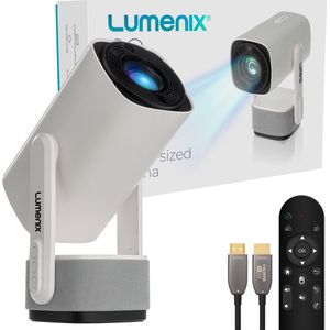 Lumenix X1 PRO Mini Beamer - 4K - Android 11.0 - WiFi 6 - Bluetooth 5.2 - Wit