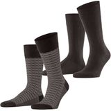 ESPRIT - Houndstooth - Sokken - Bruin - Multipack van 2 paar