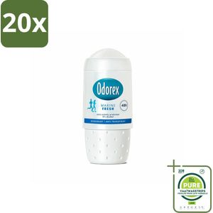 20 x Odorex - Deodorant Roller - Marine Fresh - Verfrissende Bescherming - 50 ml - Grootverpakking - Deodorant - Antitranspirant - Alcoholvrij - Deodorant Roller - Frisse Geur