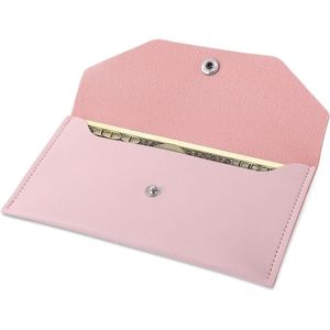 Roze lederen geldenveloppen voor bankbiljetten - herbruikbaar en handig voor reizen (budget-envelop voor vrouwen en meisjes)