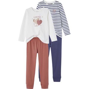 Vertbaudet Set van 2 meisjespyjama's met hartjes