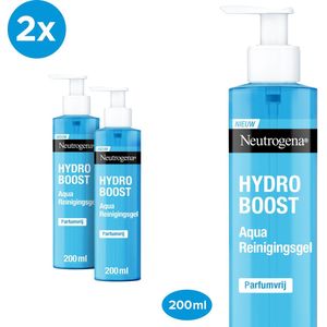 Neutrogena Hydro Boost Aqua Reinigingsgel Parfumvrij - gezichtsreiniging met Hyalonzuur en Glycerine - 2 x 200ml