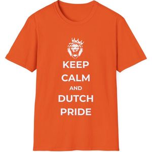 EK MERCH - Keep Calm And Dutch Pride - MAAT M (Maat S-2XL beschikbaar) - EK Voetbal 2024 - T shirts - Unisex T-shirt - Oranje shirts - Support Nederland met dit Voetbal shirt