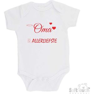 100% katoenen Romper ""Mijn oma is de allerliefste"" Unisex Katoen Wit/rood Maat 56/62
