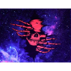 Psychedelisch Schedeltapijt Fluorescerend Skelet Neon Kleurrijk Halloween Muurophangen Horror Elementen Binnen Liefhebbers Slaapzaal Wanddecoratie (150 cm x 130 cm)