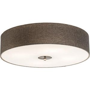 QAZQA drum jute - Moderne Plafondlamp met kap - 4 lichts - Ø 500 mm - Taupe - Woonkamer | Slaapkamer | Keuken
